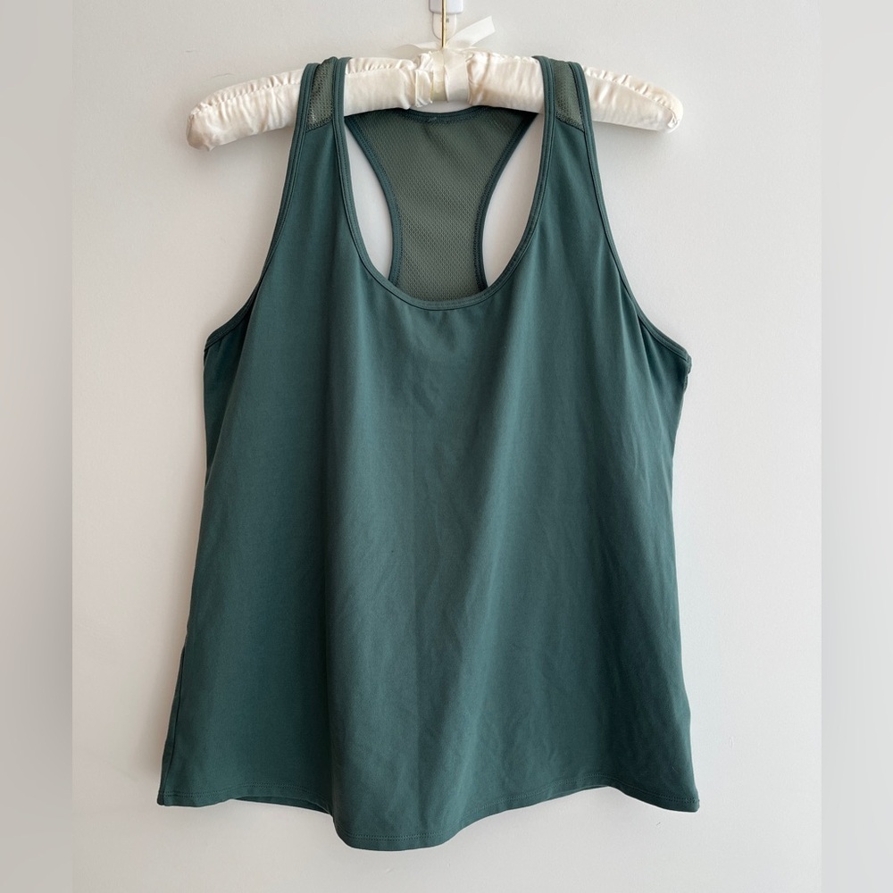 LOLE Racerback Tank Top Mesh Back Sage Green Workout Gym Yoga Athleisure Summer